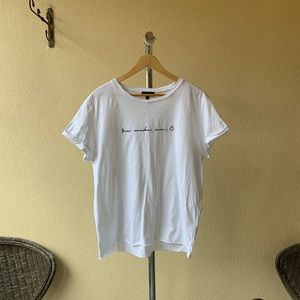 TopShop white tee “you make me smile... :)” Sz 12